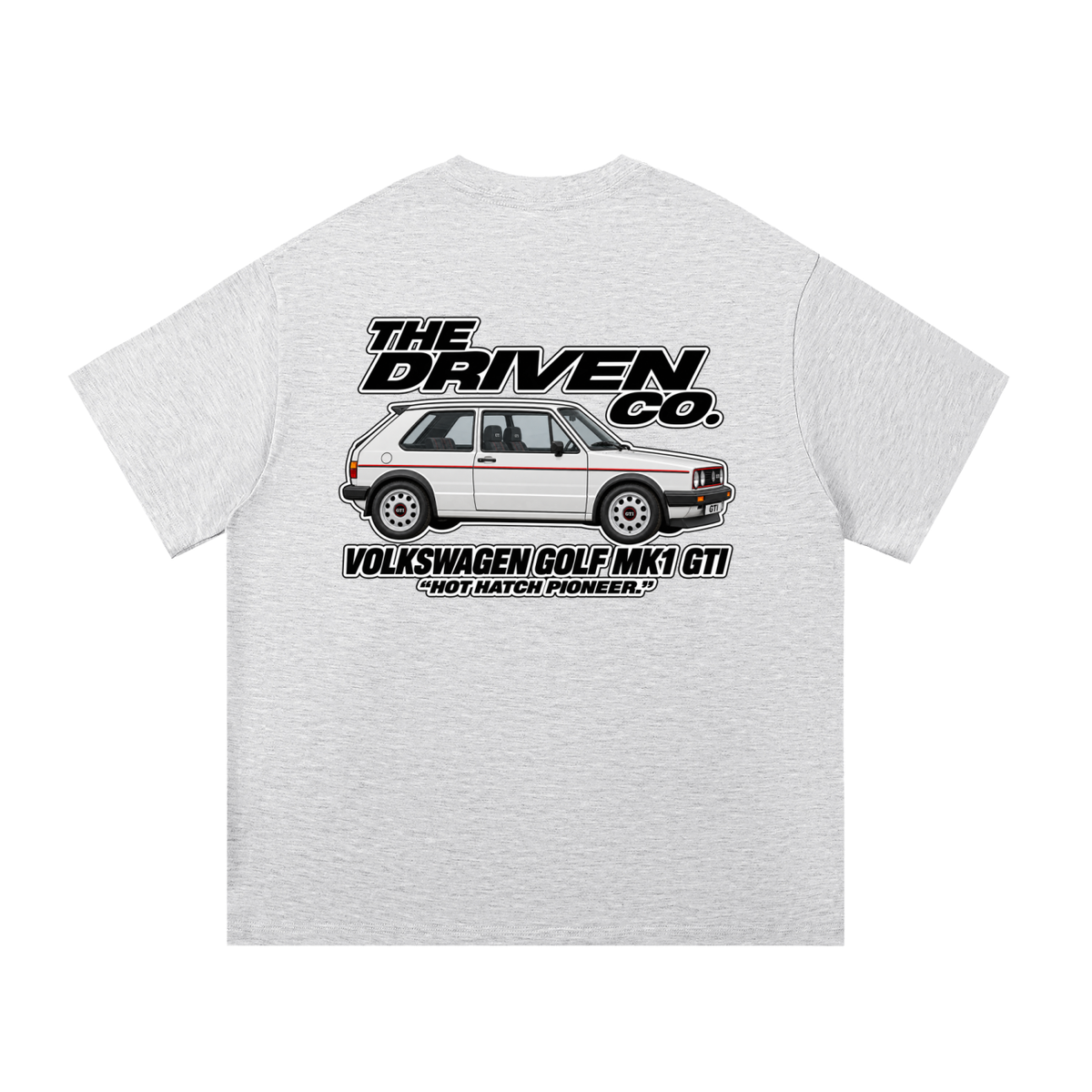 Volkswagen Golf Mk1 GTI Graphic T-Shirt — White Grey — back