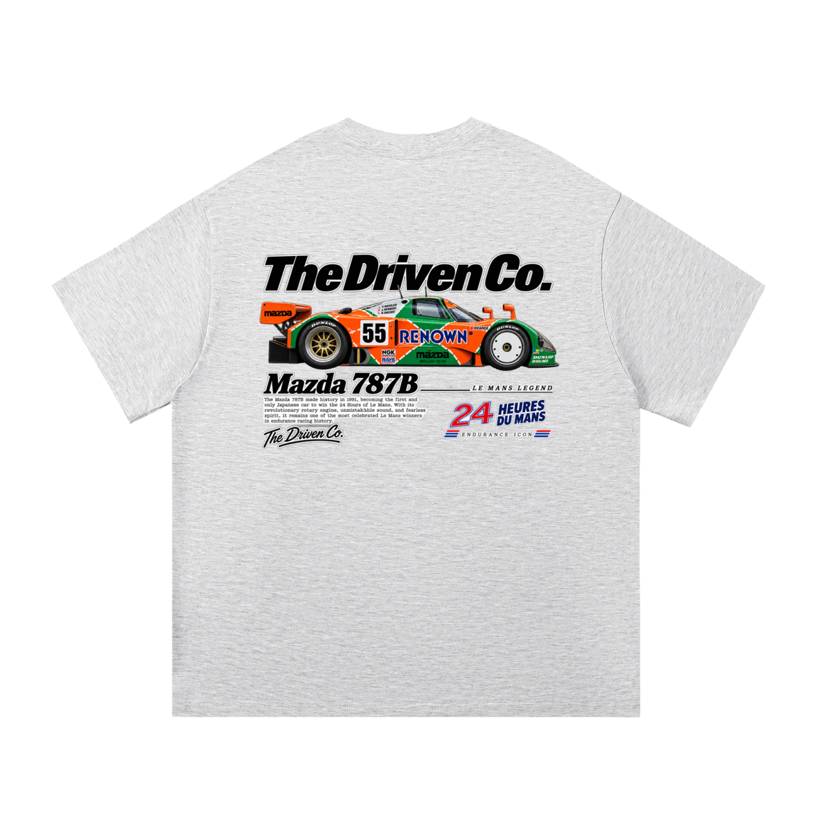 Mazda 787B Endurance Racing Graphic T-Shirt — White Grey — back