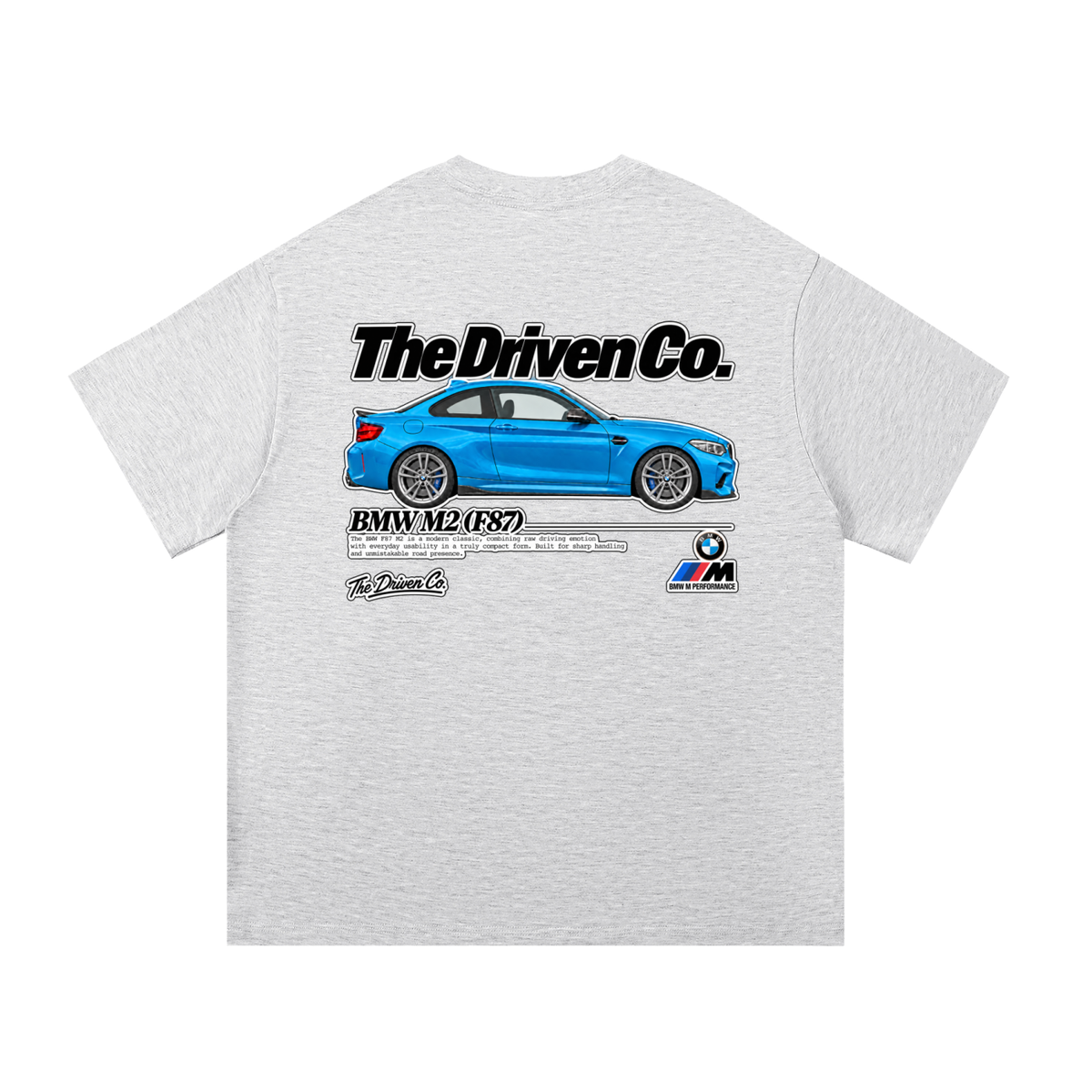 BMW F87 M2 Long Beach Blue Graphic T-Shirt — White Grey — back
