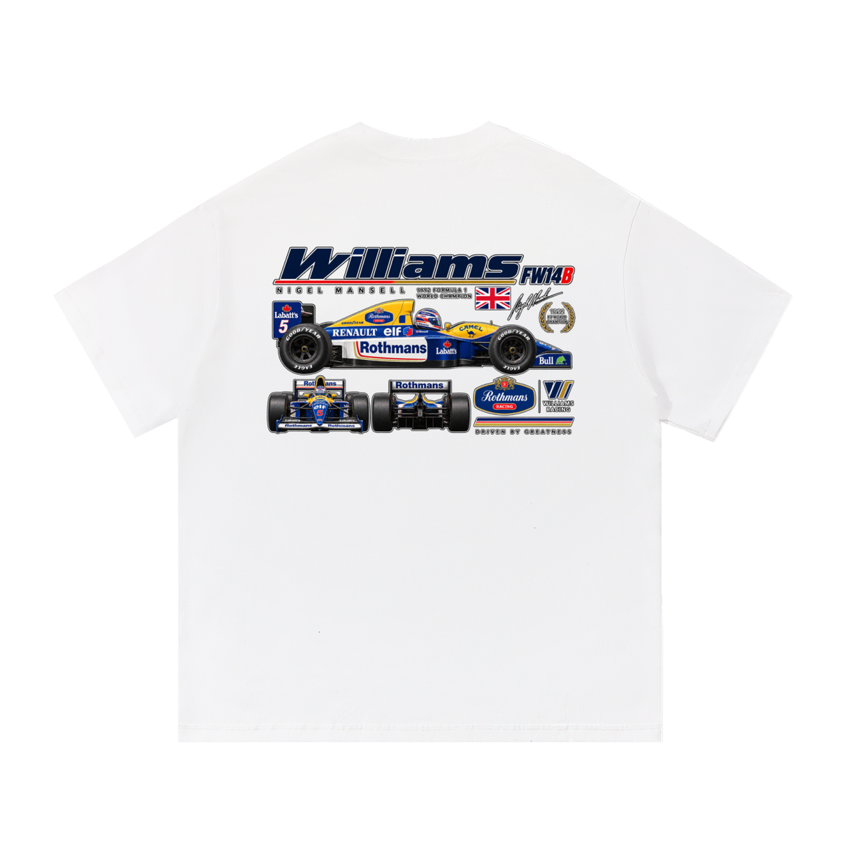 Williams FW14B Racing Graphic T-Shirt — White — back