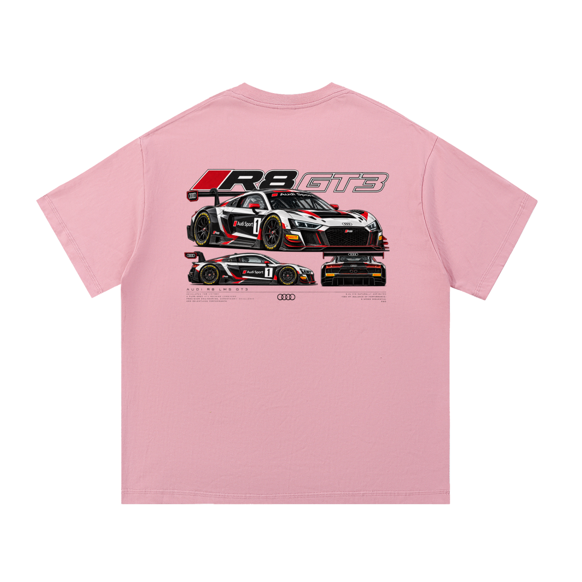 Audi R8 GT3 Racing Graphic T-Shirt — Pink — back