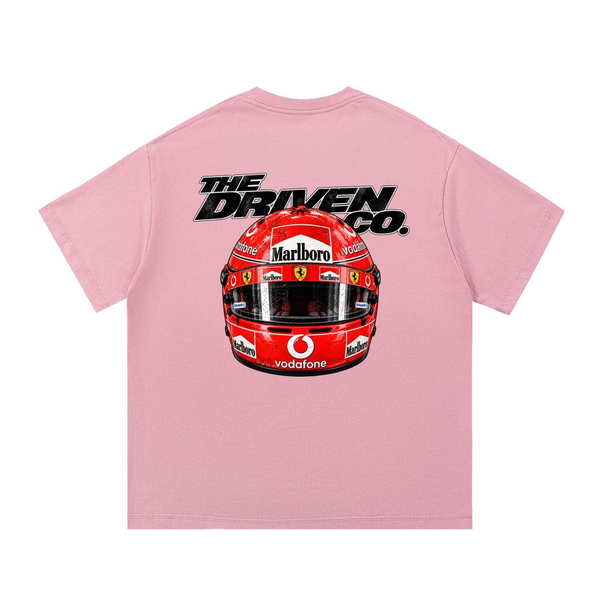 Michael Schumacher Helmet Graphic T-Shirt — Pink — back