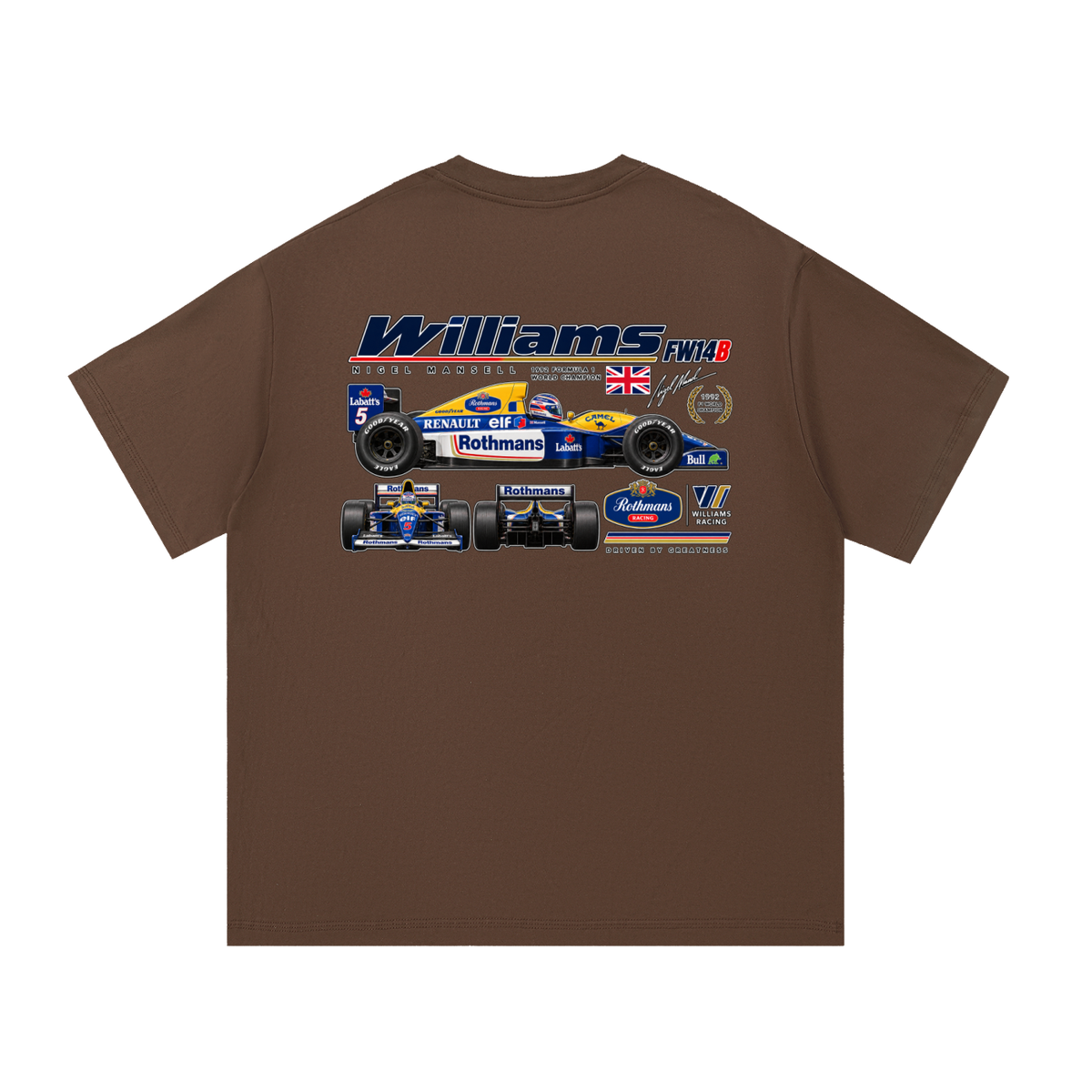 Williams FW14B Racing Graphic T-Shirt — Coffee — back