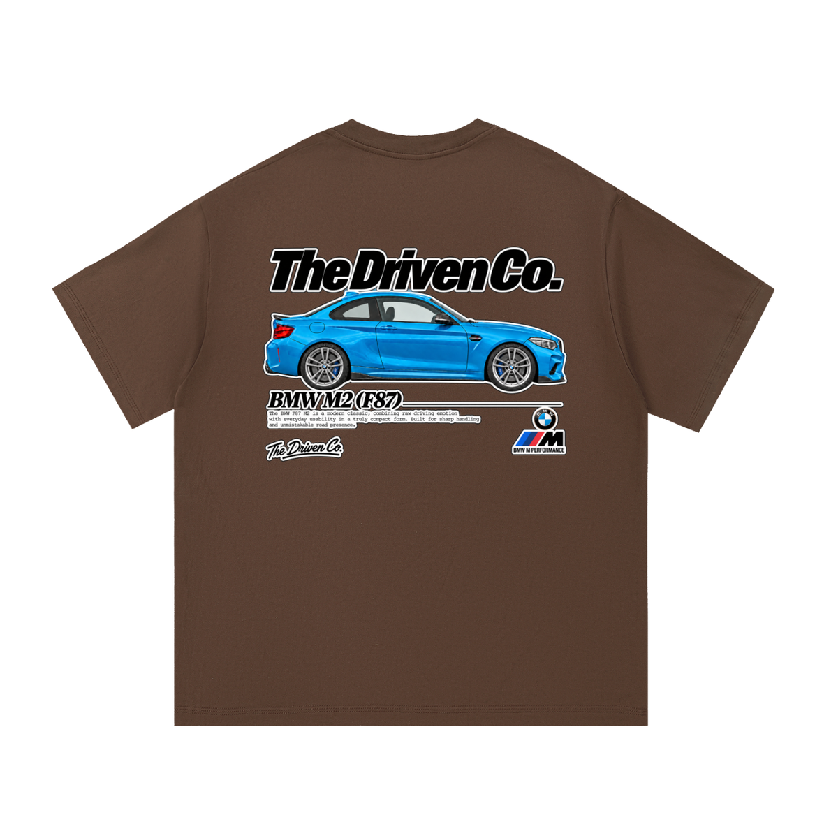 BMW F87 M2 Long Beach Blue Graphic T-Shirt — Coffee — back