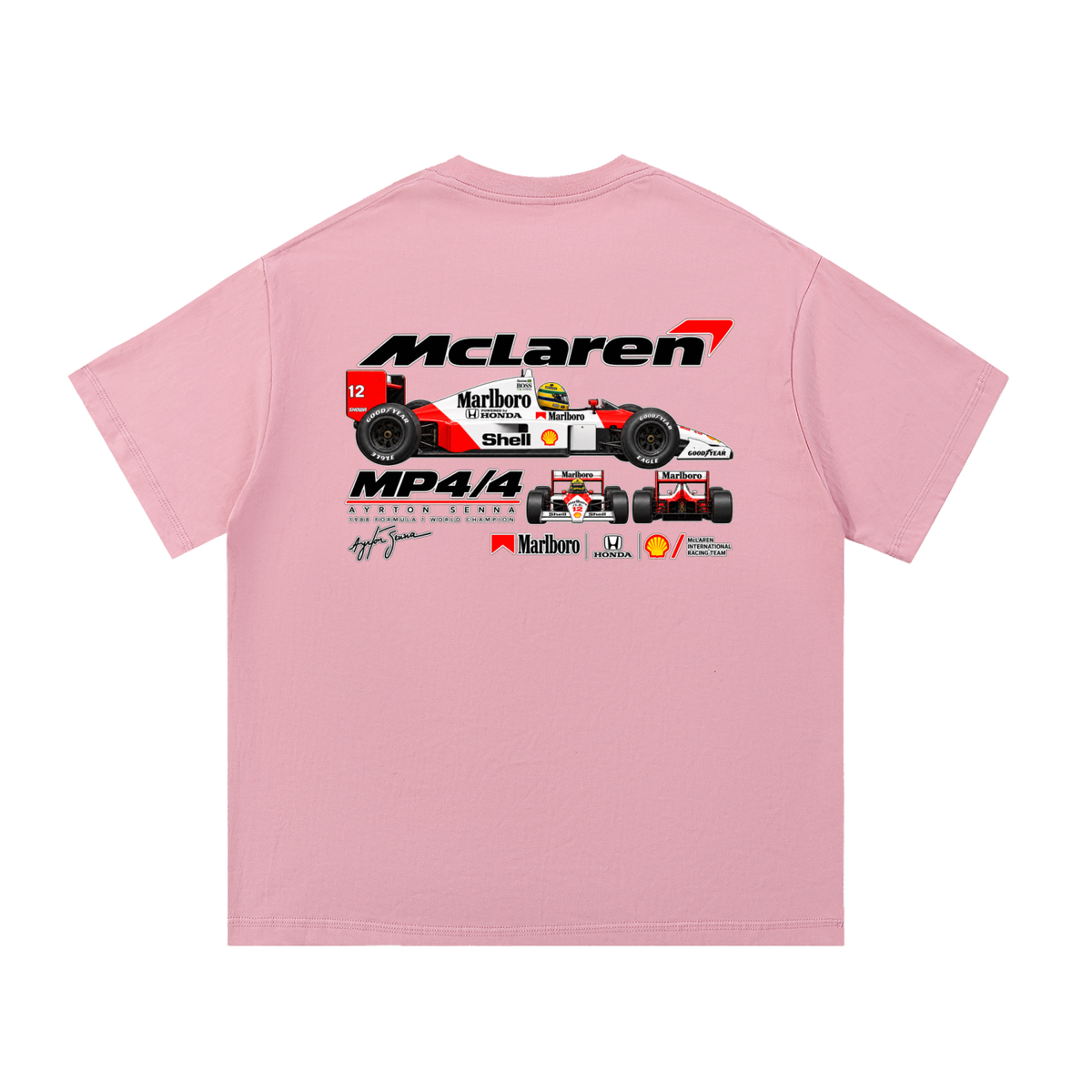 McLaren MP4/4 Racing Graphic T-Shirt — Pink — back