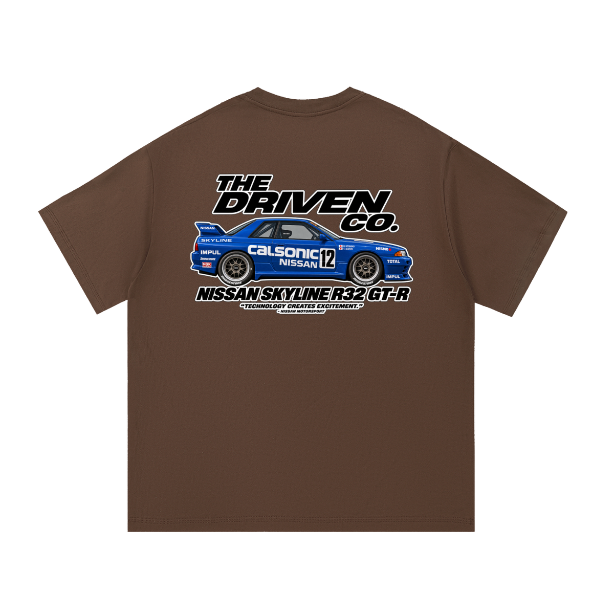 Nissan Skyline R32 GT-R Racing Graphic T-Shirt — Coffee — back
