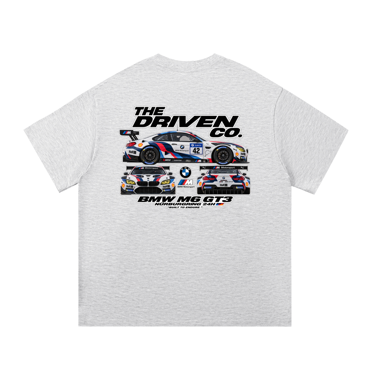 BMW M6 GT3 Racing Graphic T-Shirt — White Grey — back