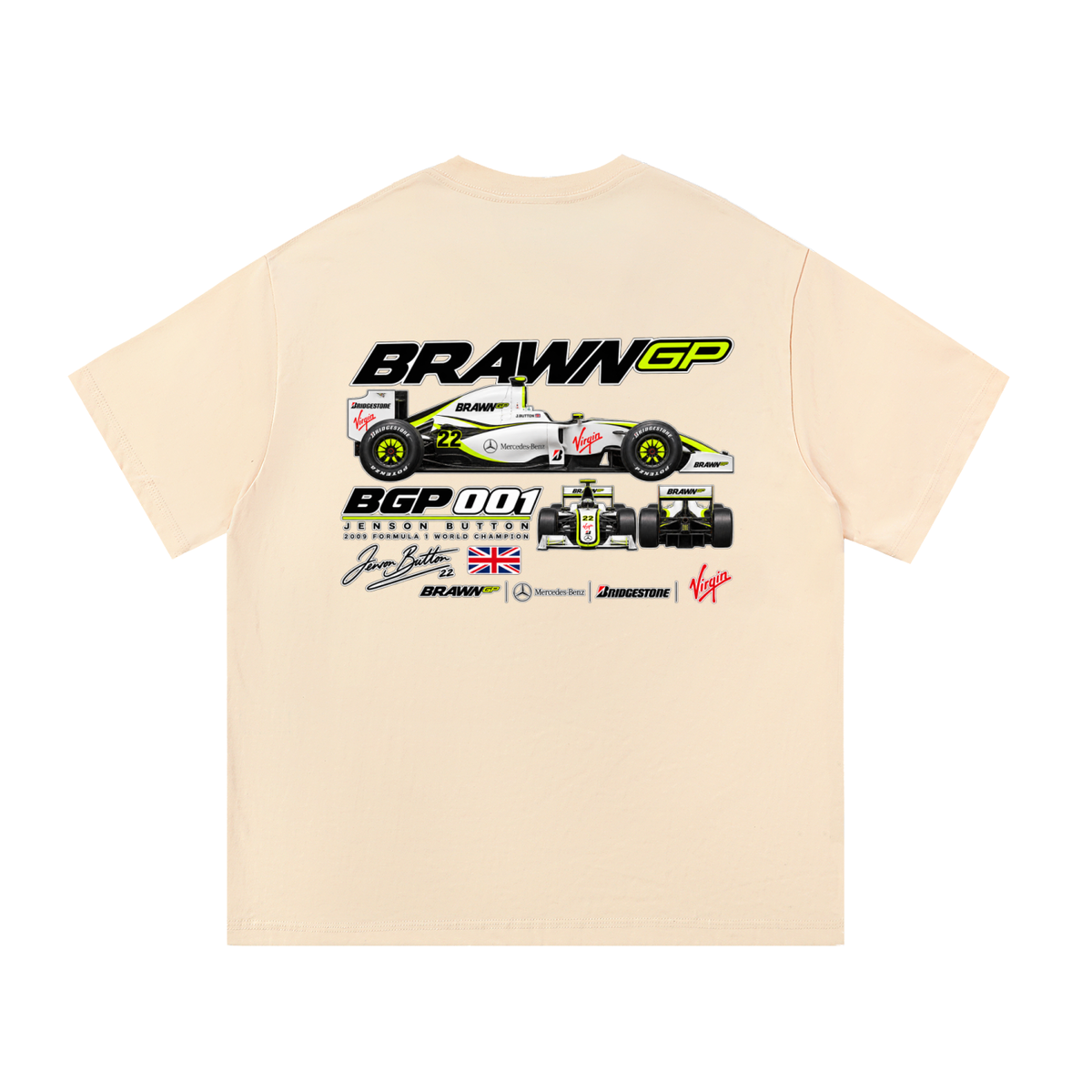 Brawn GP BGP 001 Racing Graphic T-Shirt — Apricot — back