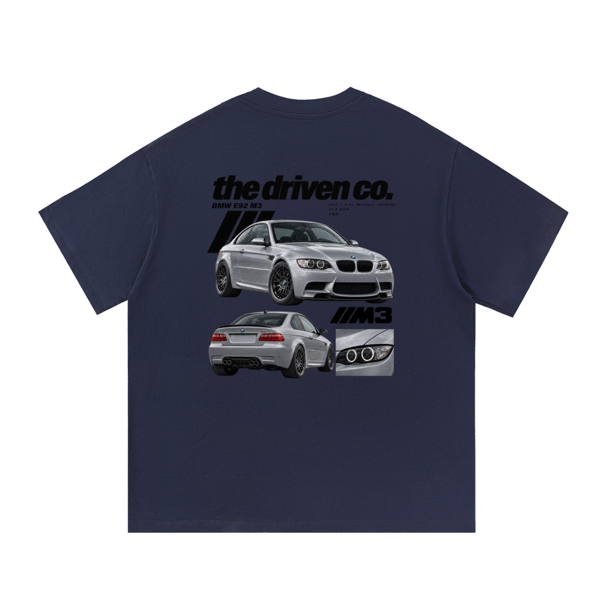 BMW E92 M3 Graphic T-Shirt — Navy Blue — back