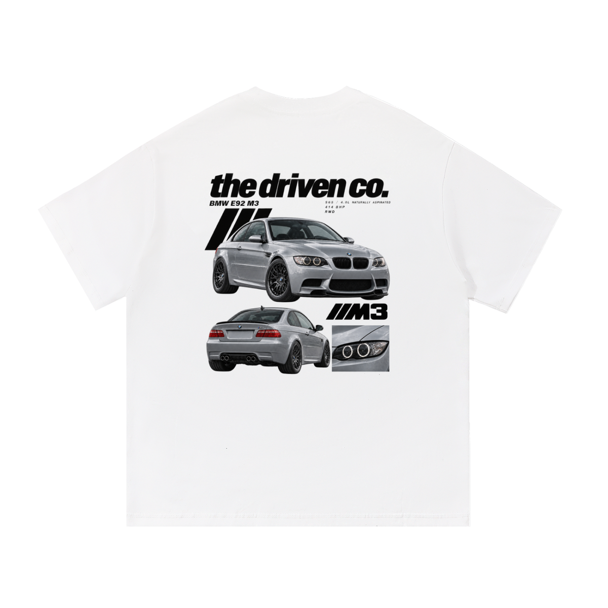 BMW E92 M3 Graphic T-Shirt — White — back