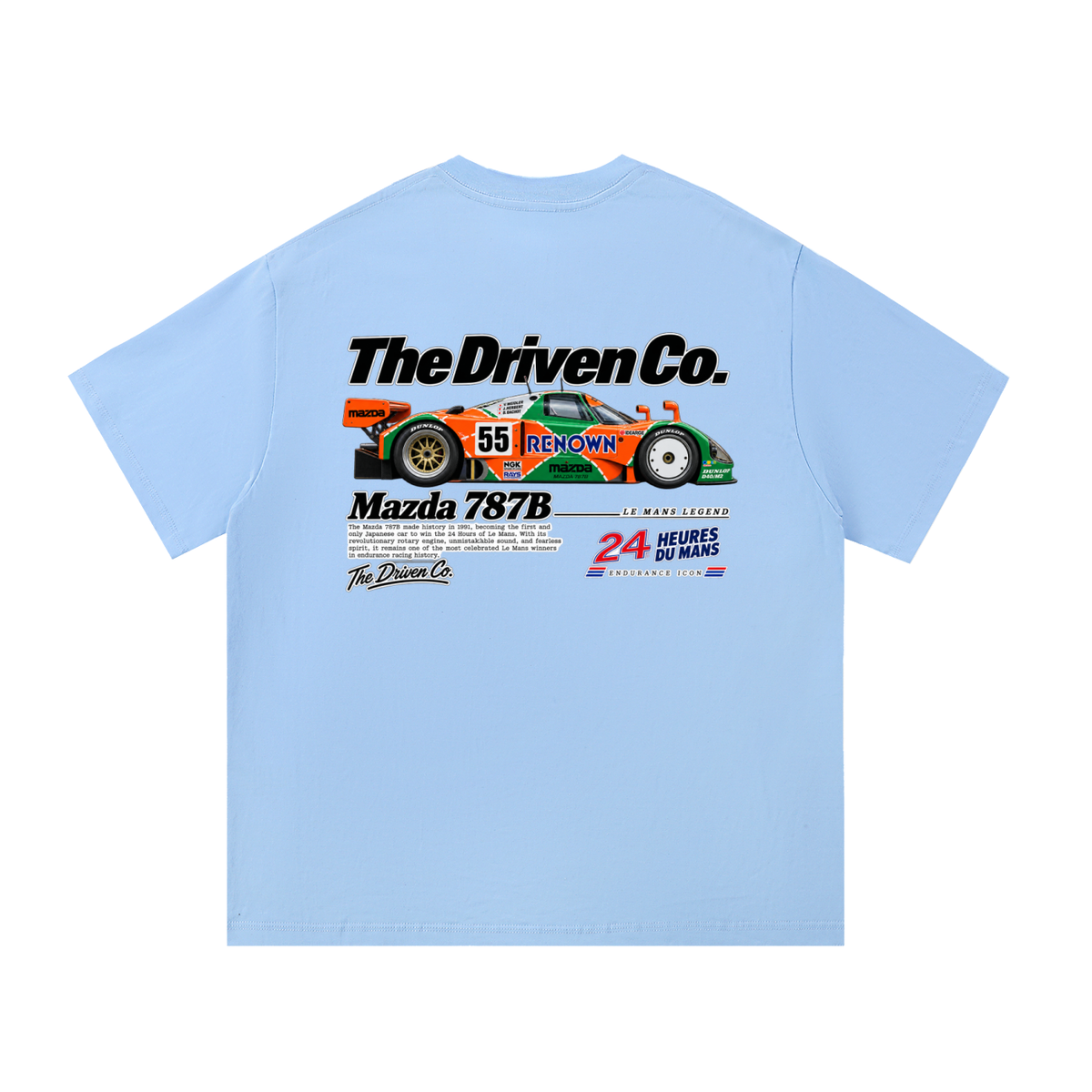 Mazda 787B Endurance Racing Graphic T-Shirt — Blue — back