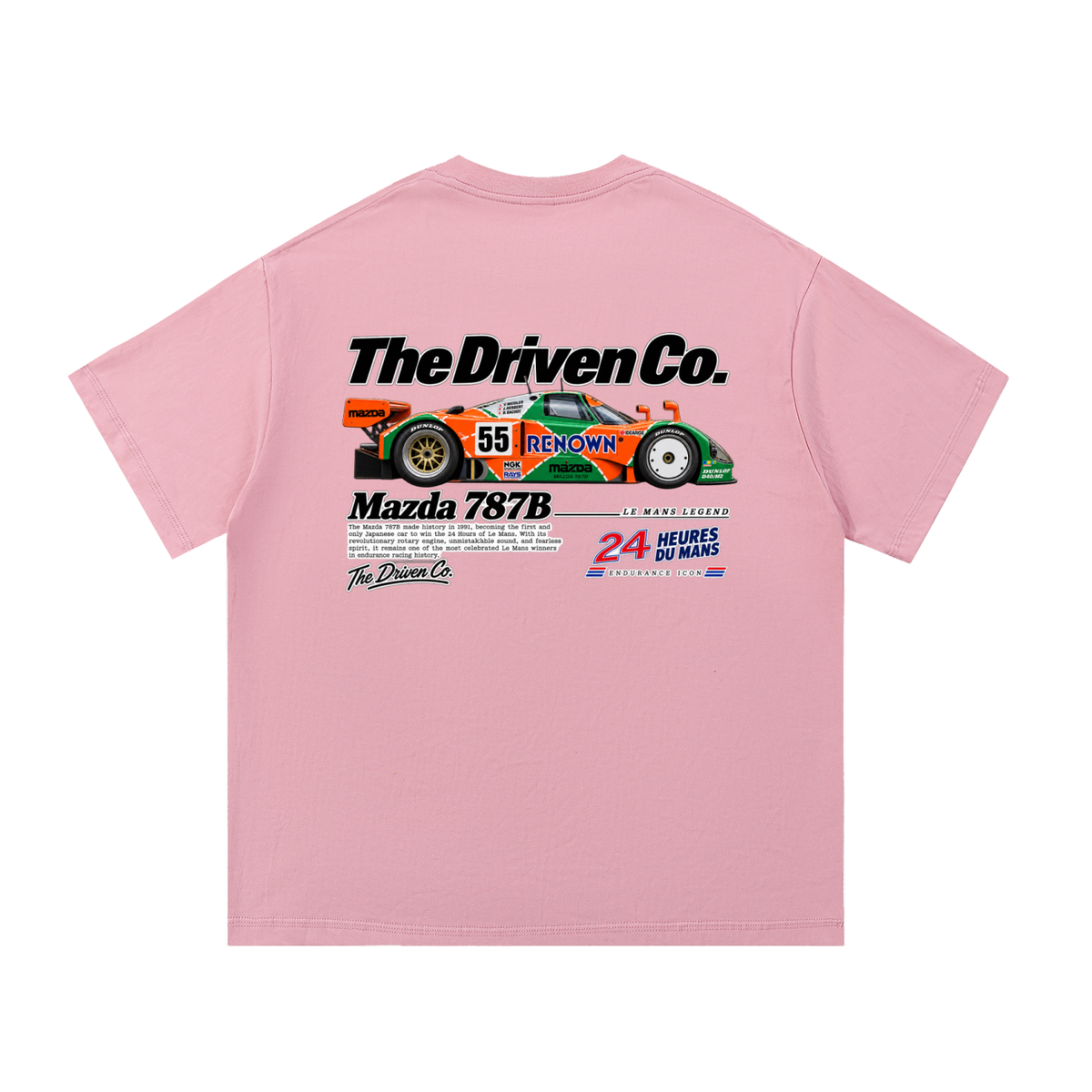 Mazda 787B Endurance Racing Graphic T-Shirt — Pink — back
