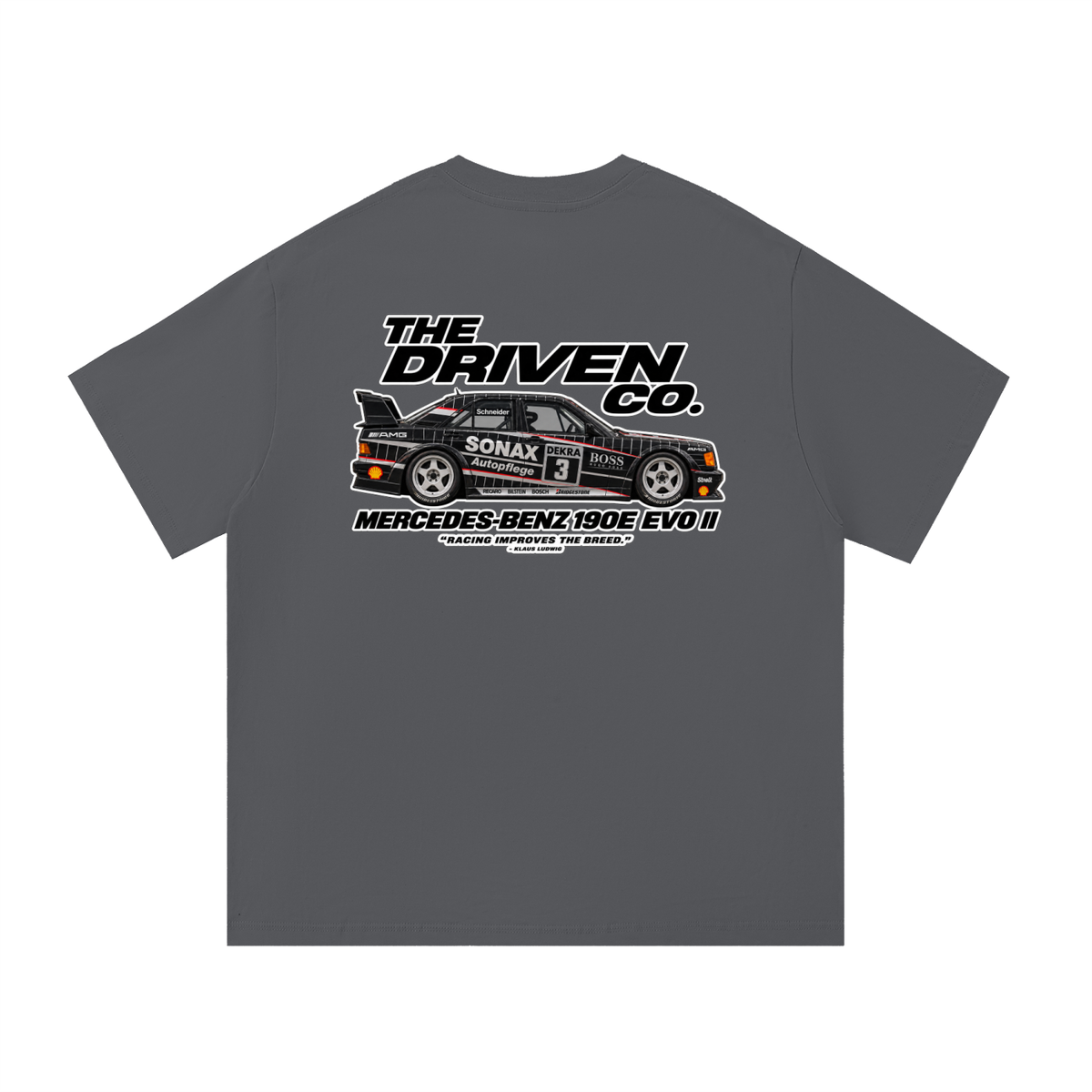 Mercedes-Benz 190E Evo II Racing Graphic T-Shirt — Dark Grey — back
