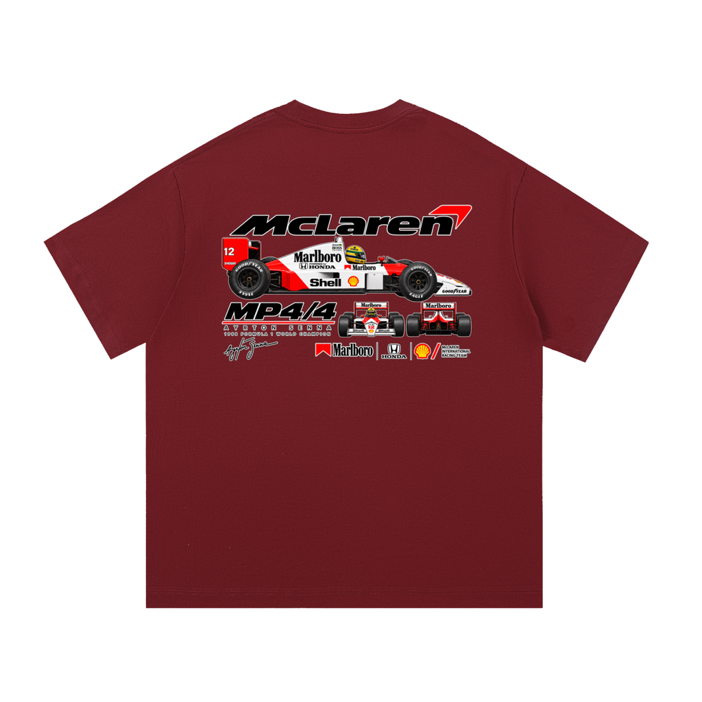 McLaren MP4/4 Racing Graphic T-Shirt — Wine Red — back