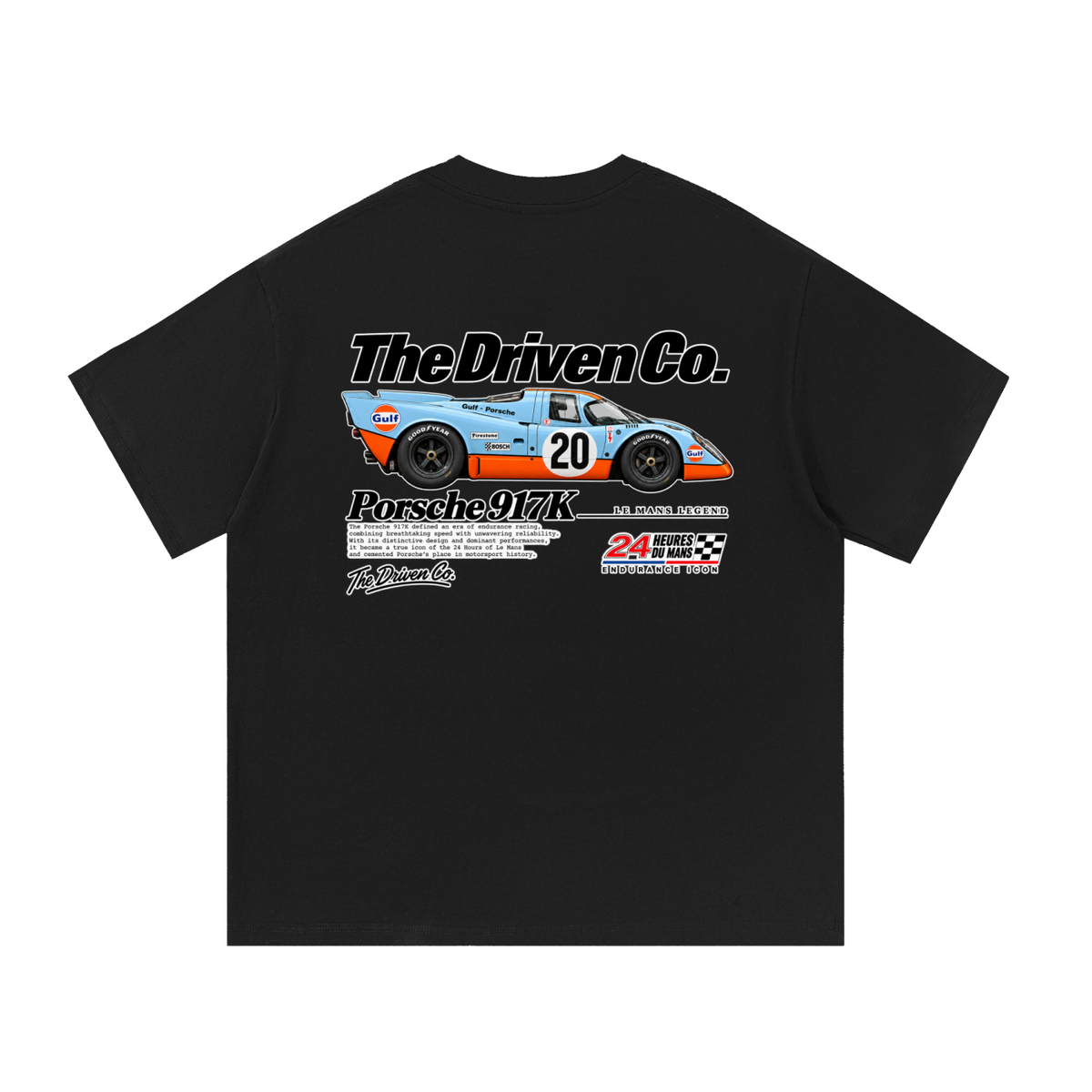 Porsche 917K Endurance Racing Graphic T-Shirt — Black — back