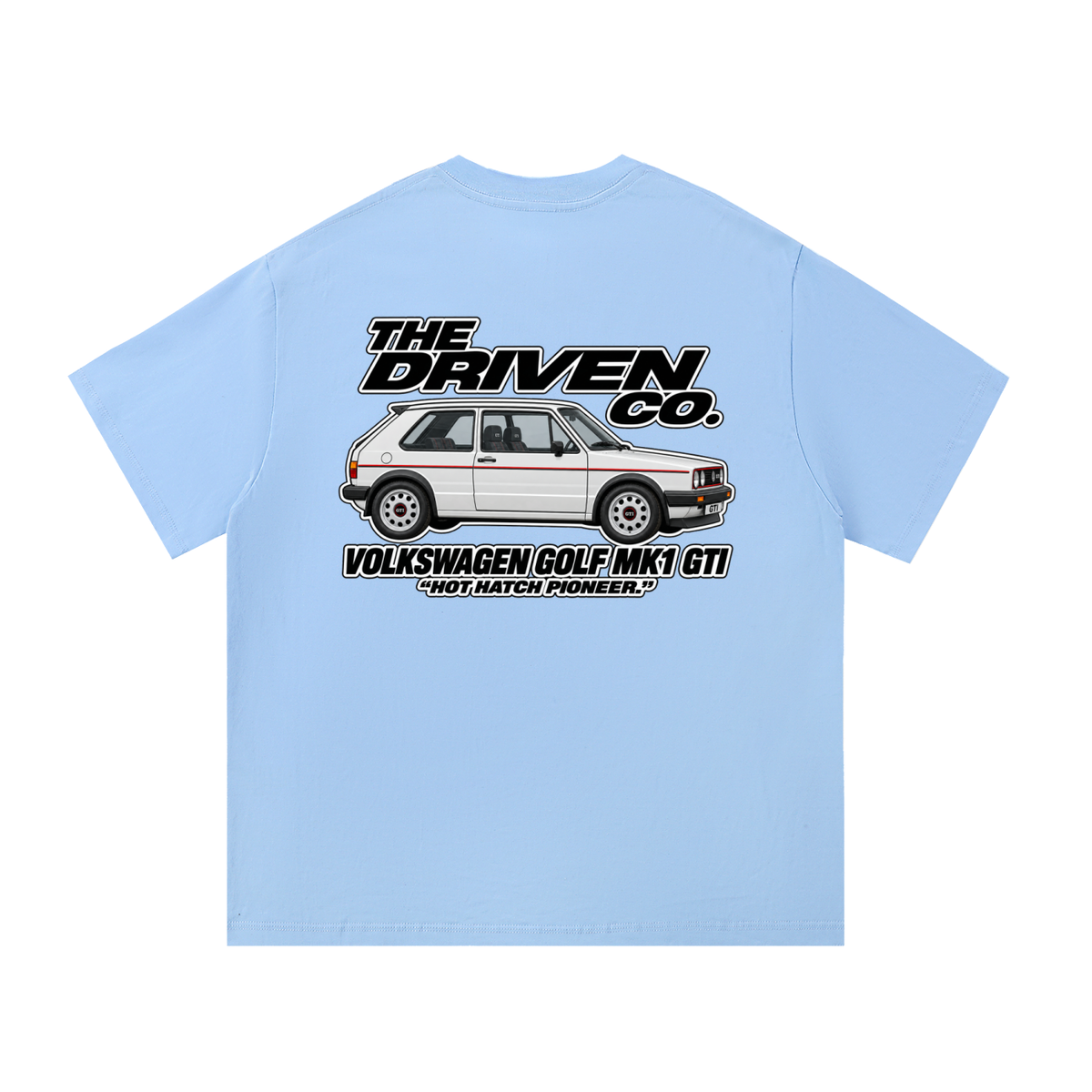 Volkswagen Golf Mk1 GTI Graphic T-Shirt — Blue — back