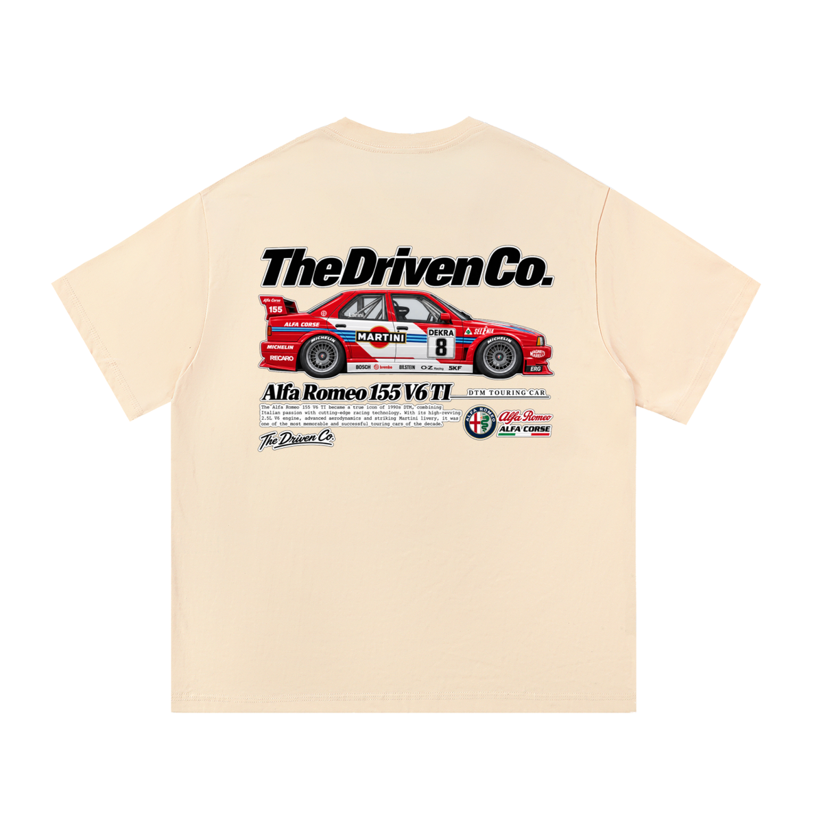 Alfa Romeo 155 Touring Car Graphic T-Shirt — Apricot — back