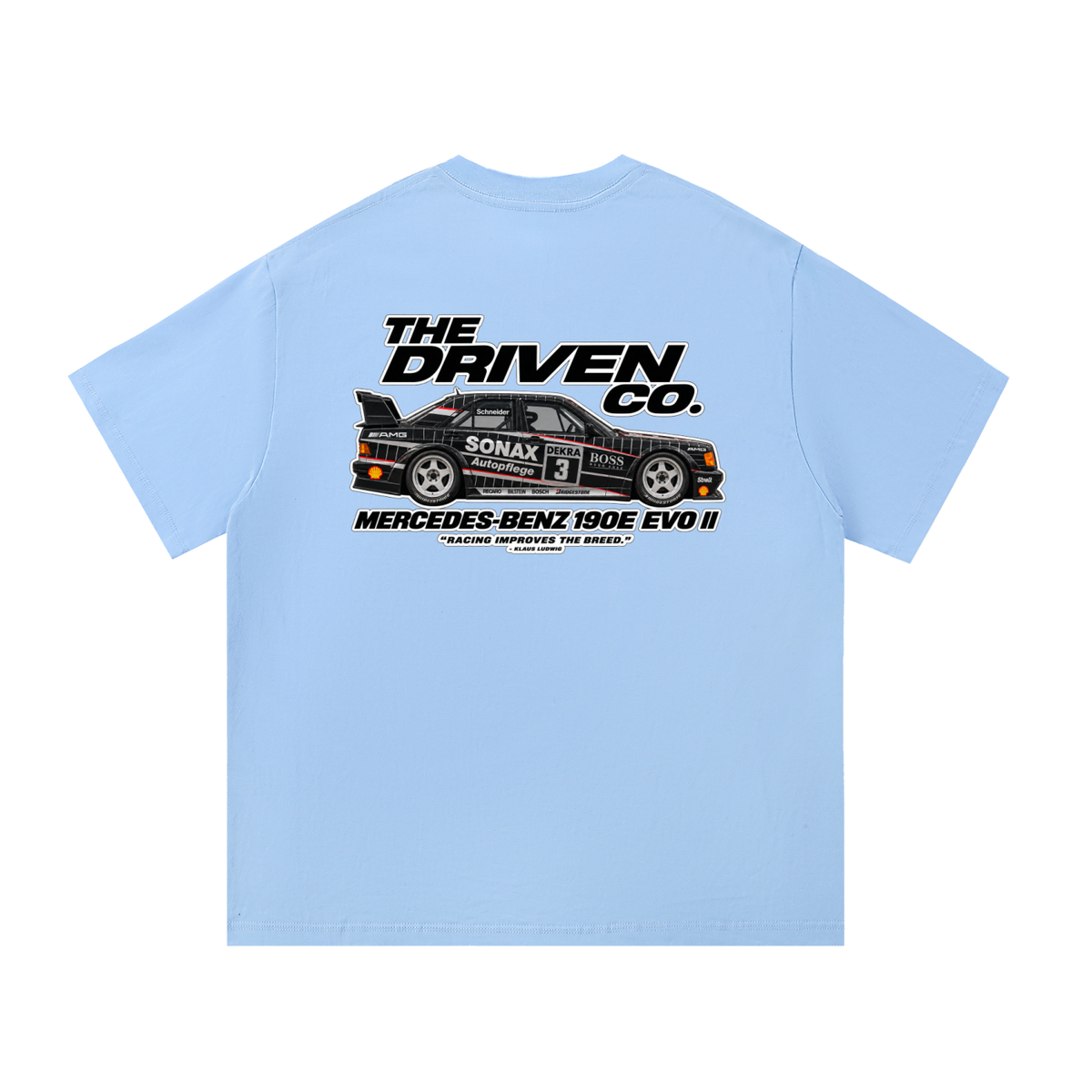 Mercedes-Benz 190E Evo II Racing Graphic T-Shirt — Blue — back