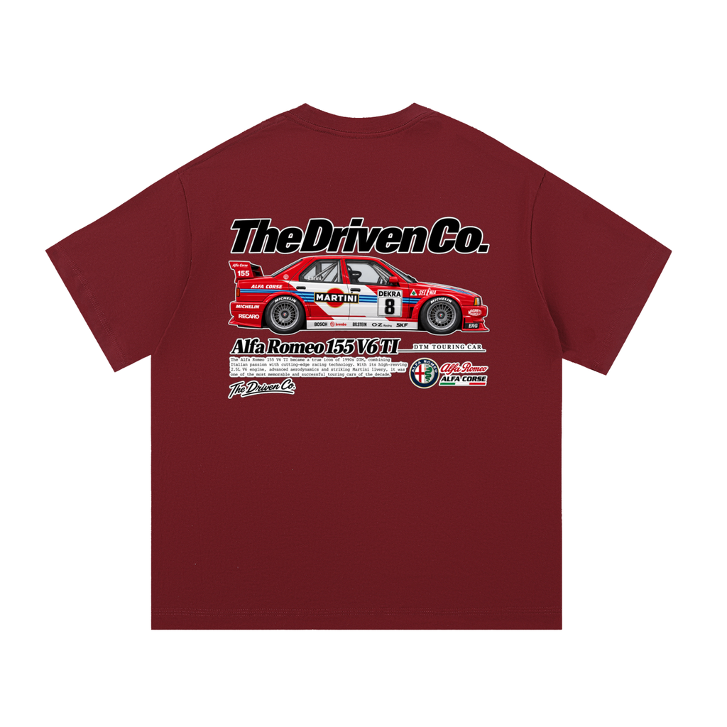 Alfa Romeo 155 Touring Car Graphic T-Shirt — Wine Red — back