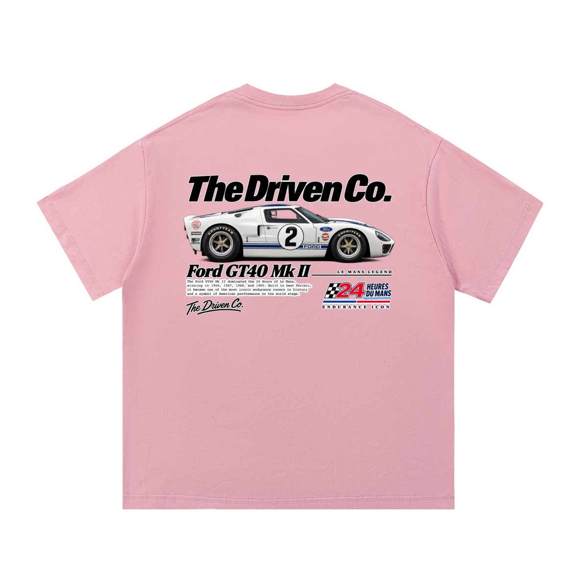Ford GT40 Mk II Endurance Racing Graphic T-Shirt — Pink — back