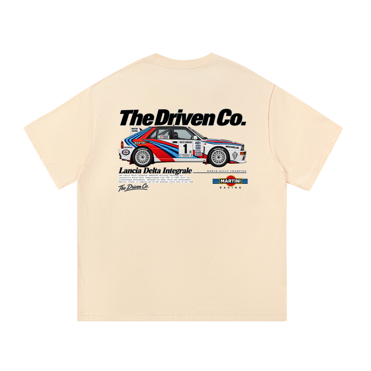 Lancia Delta Integrale Martini Rally Graphic T-Shirt — Apricot — back