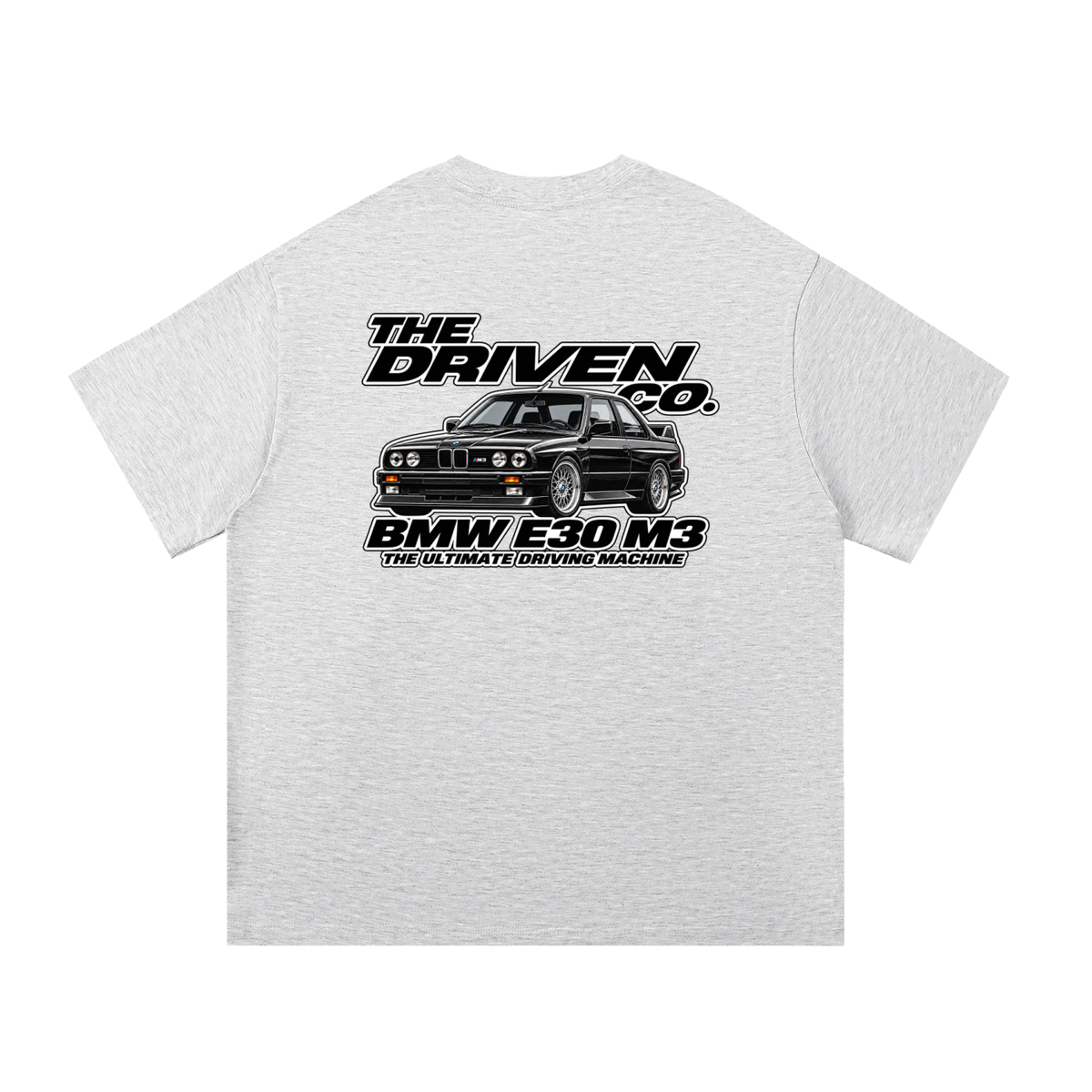 BMW E30 M3 Classic Graphic T-Shirt — White Grey — back