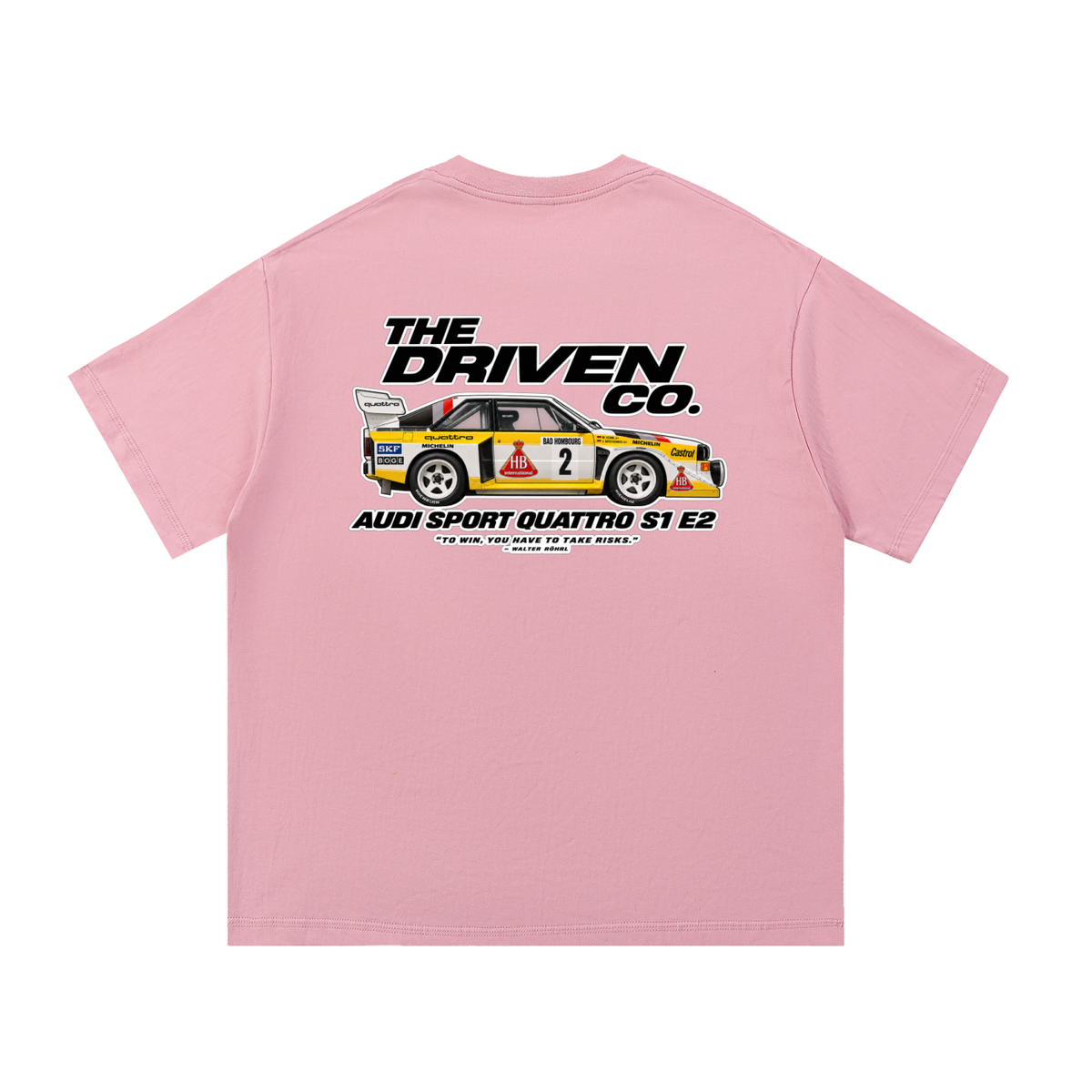 Audi Sport Quattro S1 E2 Rally Graphic T-Shirt — Pink — back