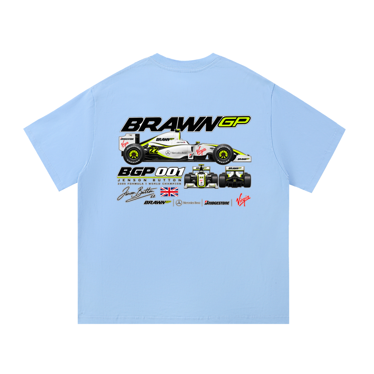 Brawn GP BGP 001 Racing Graphic T-Shirt — Blue — back