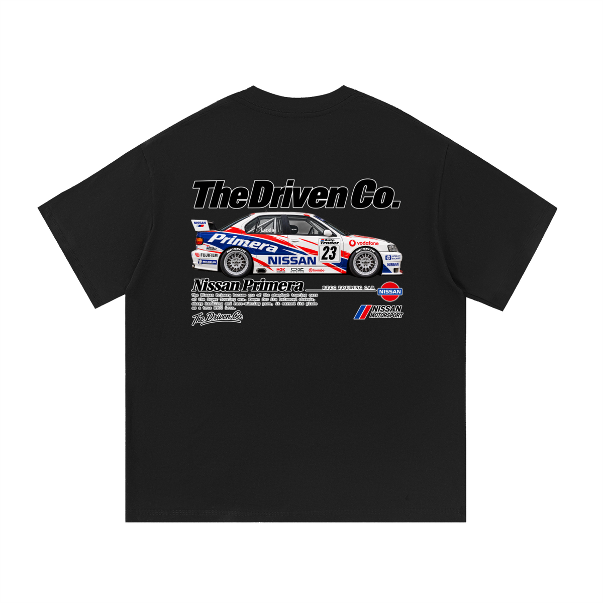 Nissan Primera Touring Car Graphic T-Shirt — Black — back