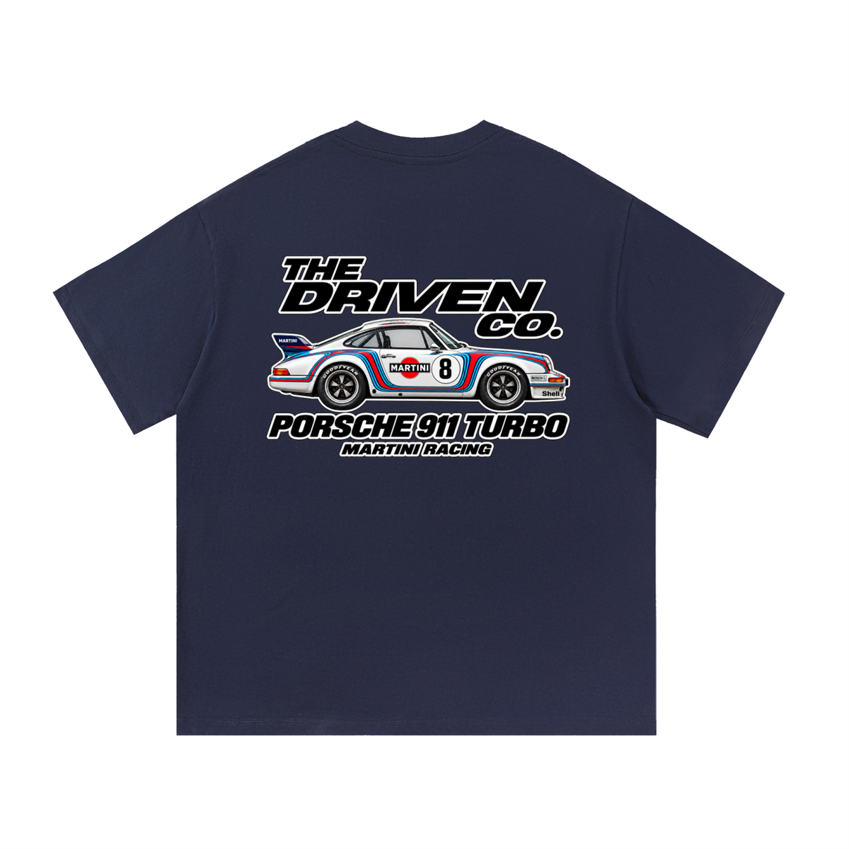 Porsche 911 Martini Racing Graphic T-Shirt — Navy Blue — back