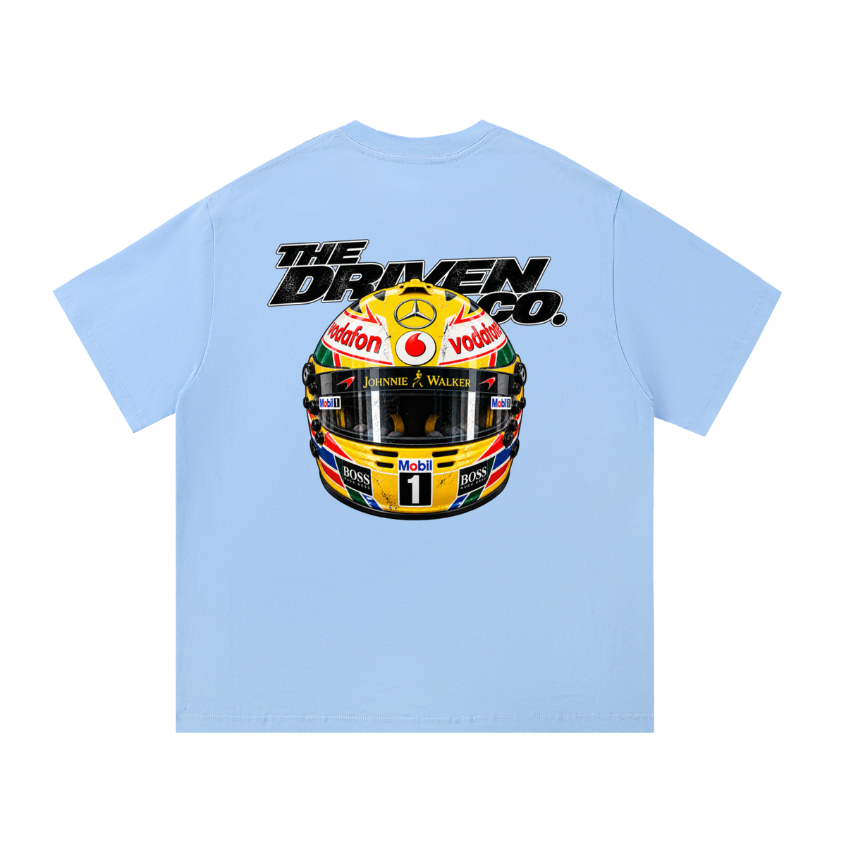 Lewis Hamilton Helmet Graphic T-Shirt — Blue — back