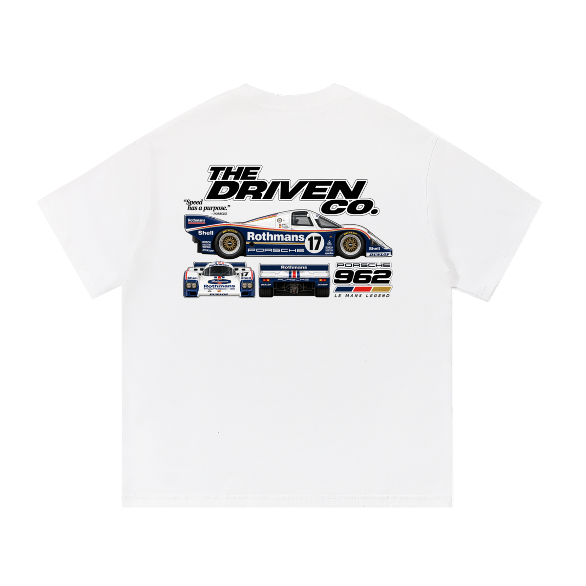 Porsche 962 Endurance Racing Graphic T-Shirt — White — back