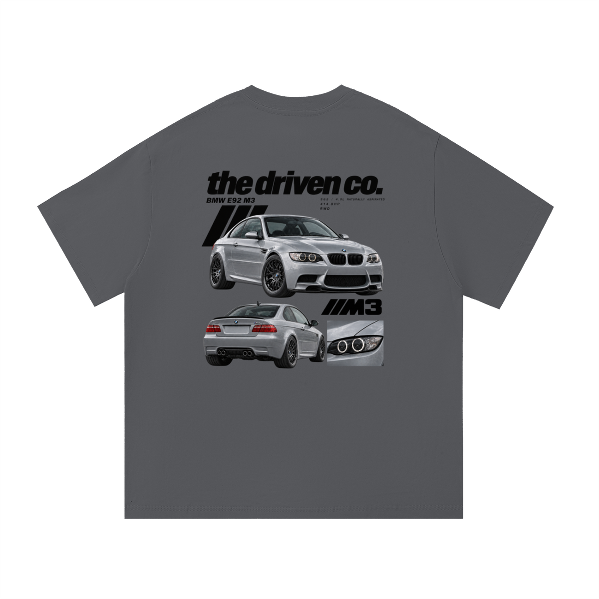 BMW E92 M3 Graphic T-Shirt — Dark Grey — back