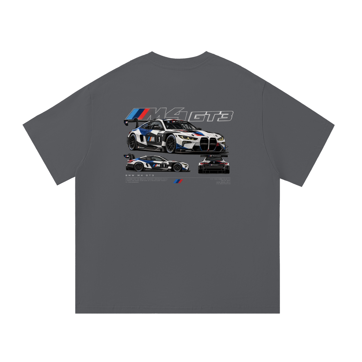 BMW M4 GT3 Racing Graphic T-Shirt — Dark Grey — back