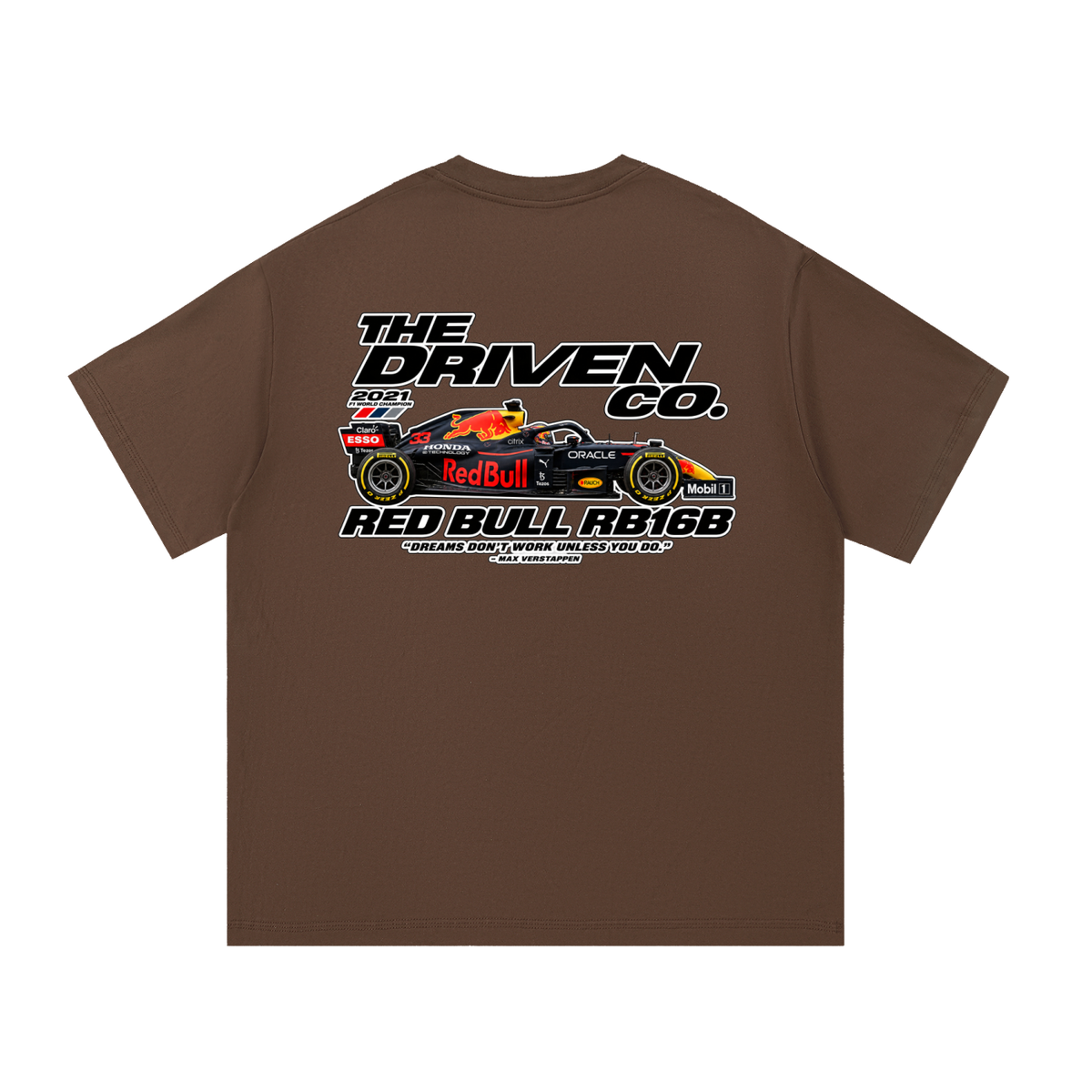 Red Bull RB16B Racing Graphic T-Shirt — Coffee — back