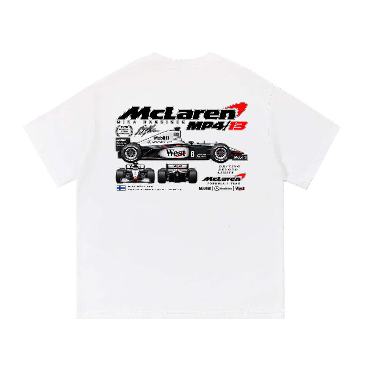 McLaren MP4/13 Racing Graphic T-Shirt — White — back