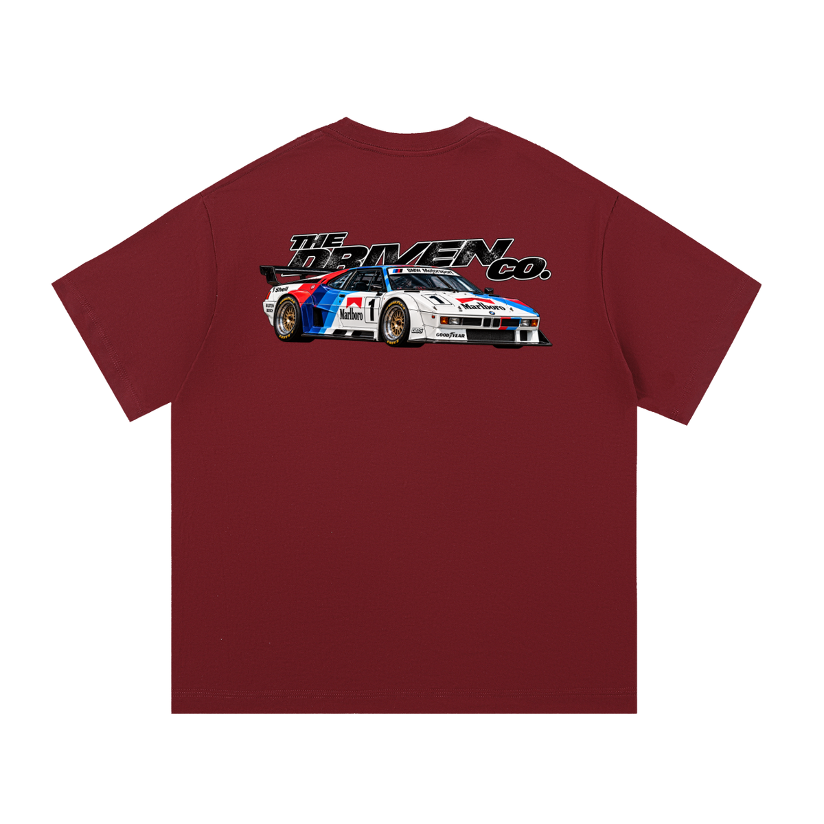 BMW E30 M3 Number 10 Racing Graphic T-Shirt — Wine Red — back