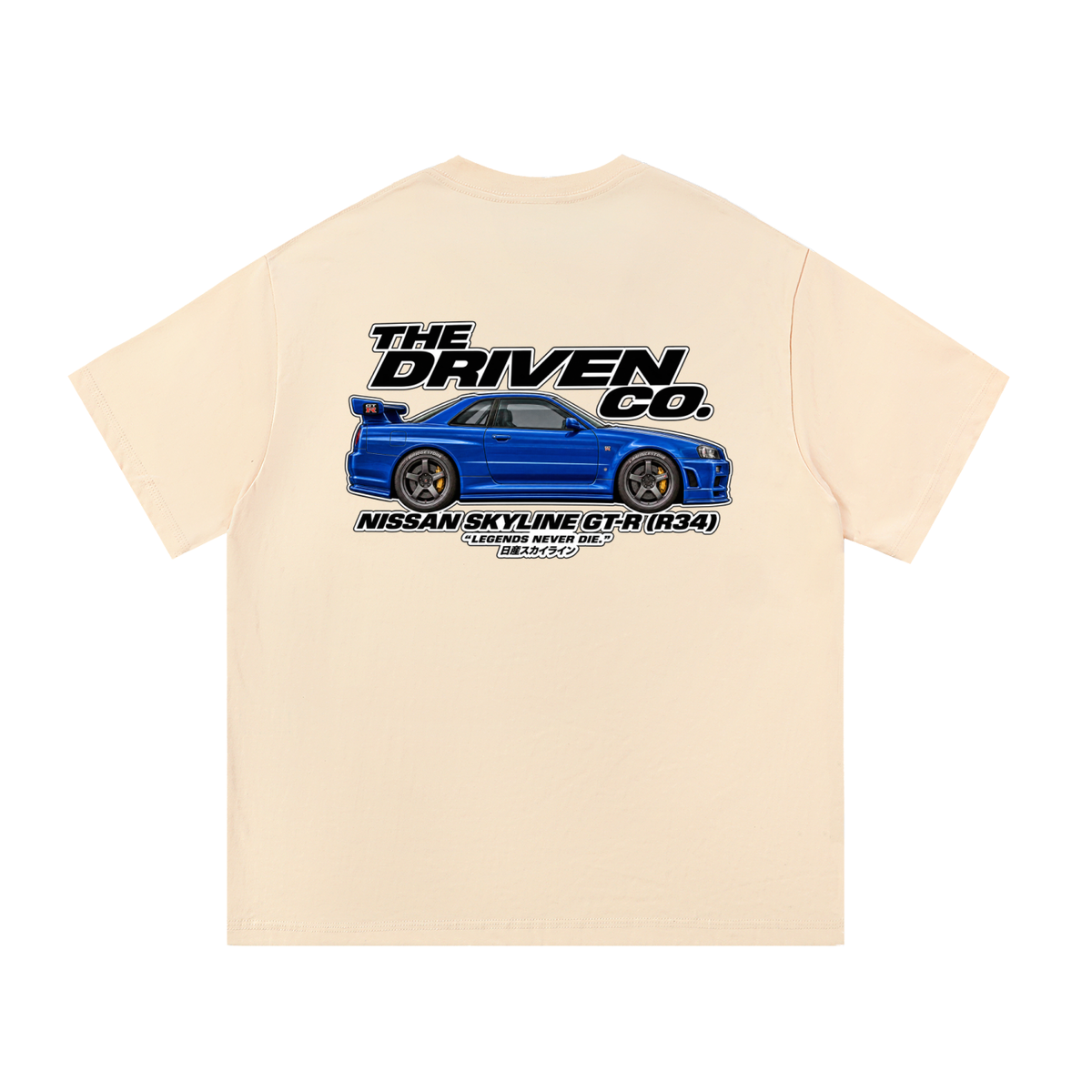 Nissan Skyline GT-R R34 Graphic T-Shirt — Apricot — back