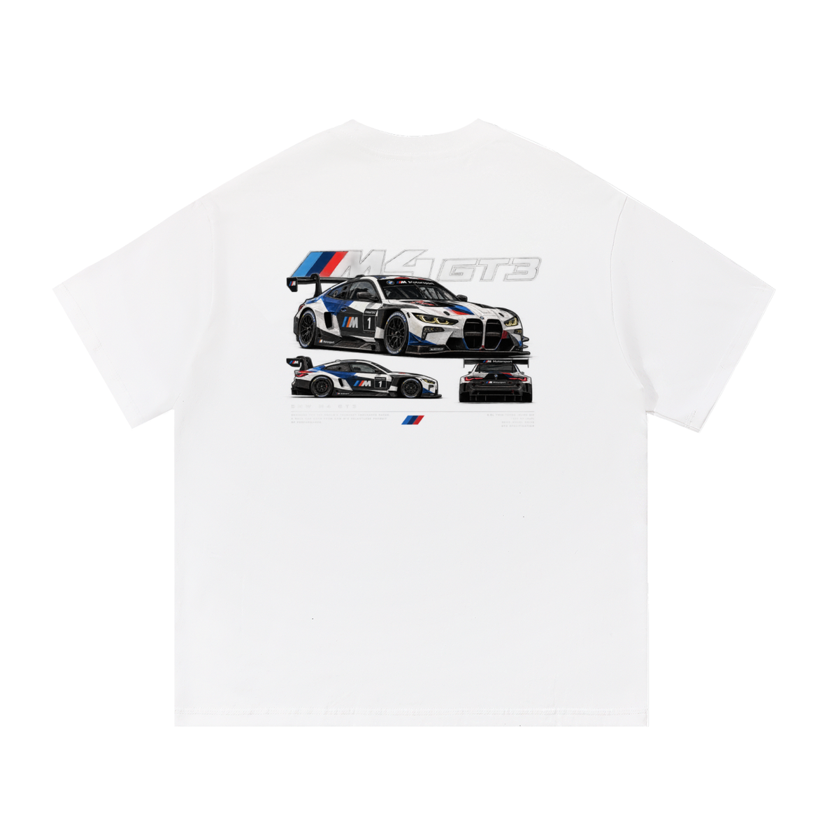 BMW M4 GT3 Racing Graphic T-Shirt — White — back
