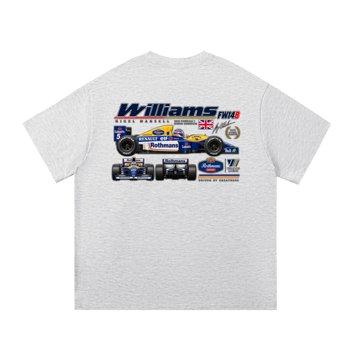 Williams FW14B Racing Graphic T-Shirt — White Grey — back