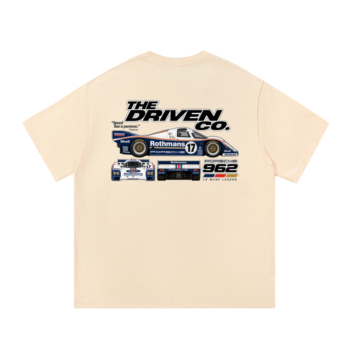 Porsche 962 Endurance Racing Graphic T-Shirt — Apricot — back