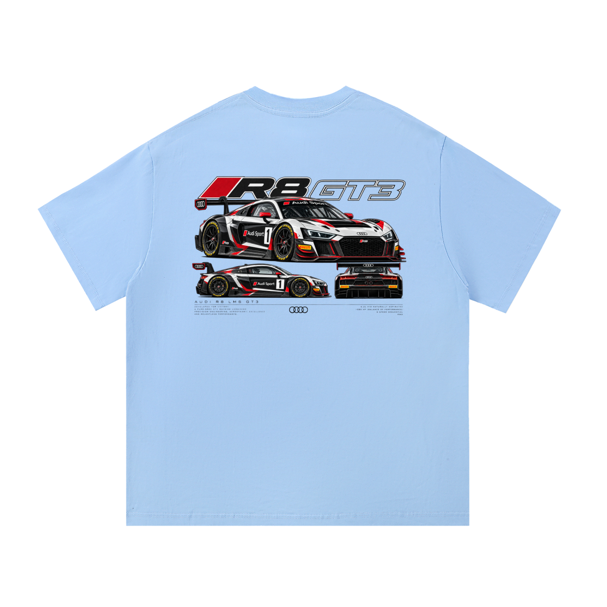 Audi R8 GT3 Racing Graphic T-Shirt — Blue — back