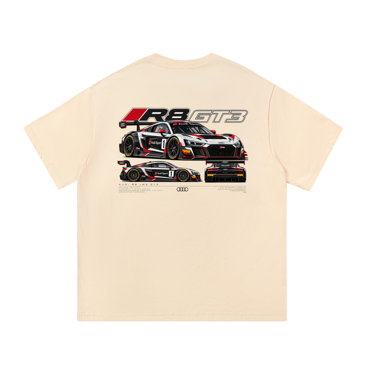 Audi R8 GT3 Racing Graphic T-Shirt — Apricot — back