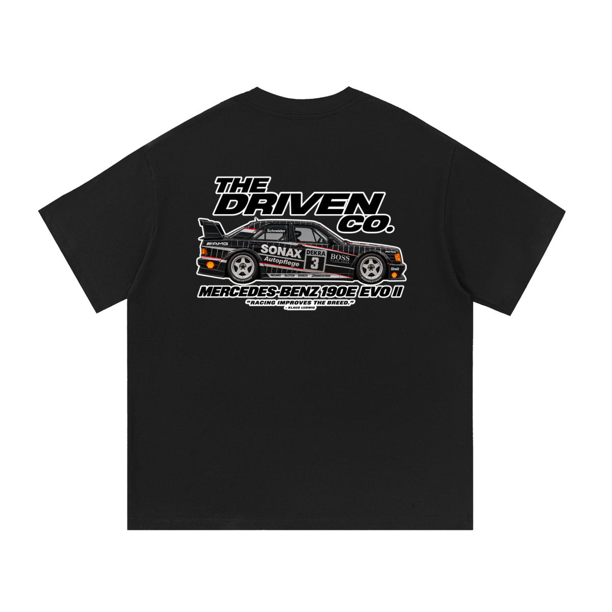 Mercedes-Benz 190E Evo II Racing Graphic T-Shirt — Black — back