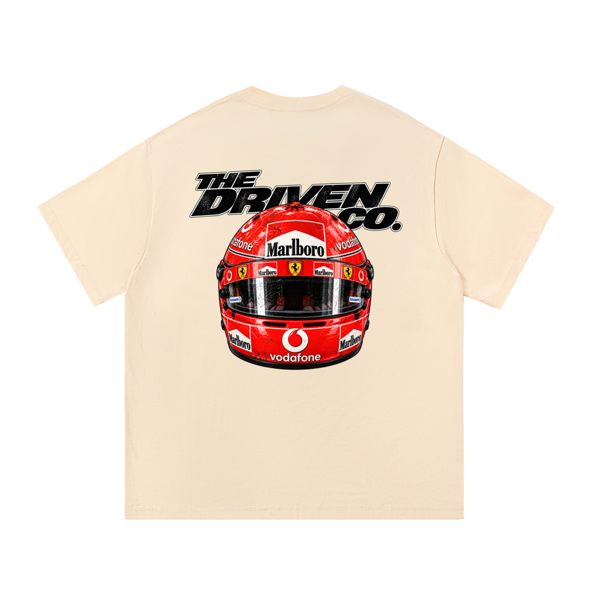Michael Schumacher Helmet Graphic T-Shirt — Apricot — back