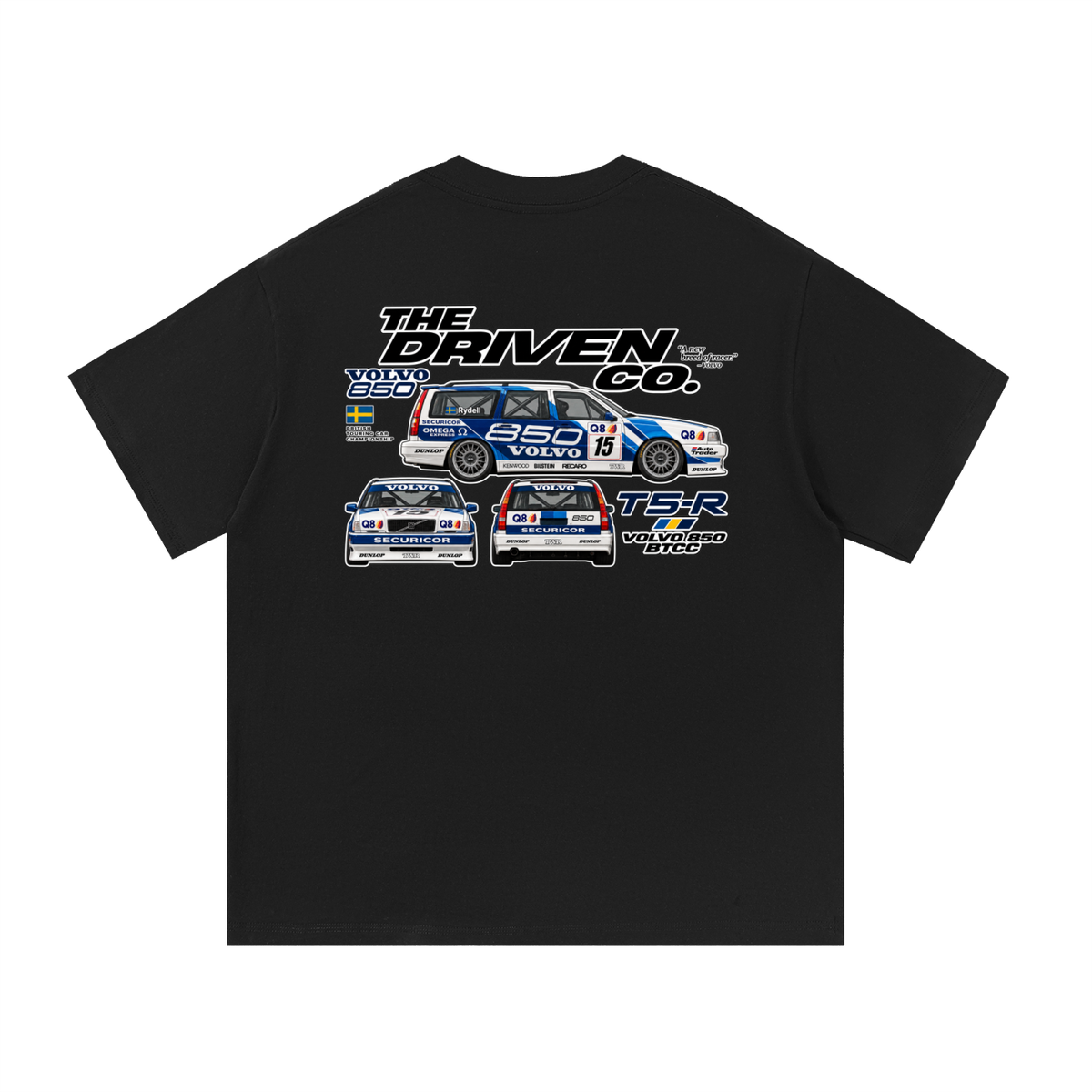 Volvo 850 Touring Car Graphic T-Shirt – Black — Black — back