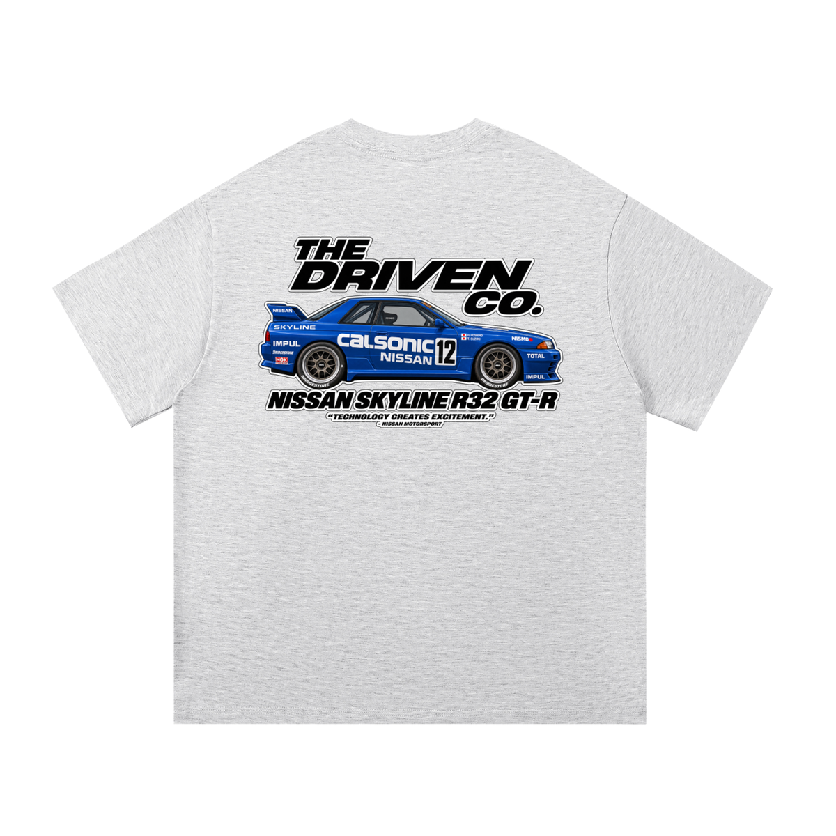 Nissan Skyline R32 GT-R Racing Graphic T-Shirt — White Grey — back