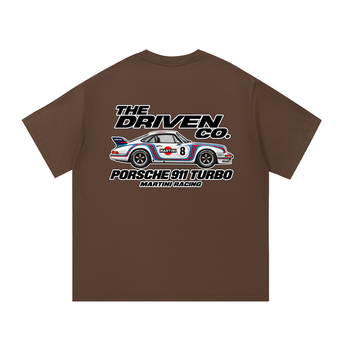 Porsche 911 Martini Racing Graphic T-Shirt — Coffee — back