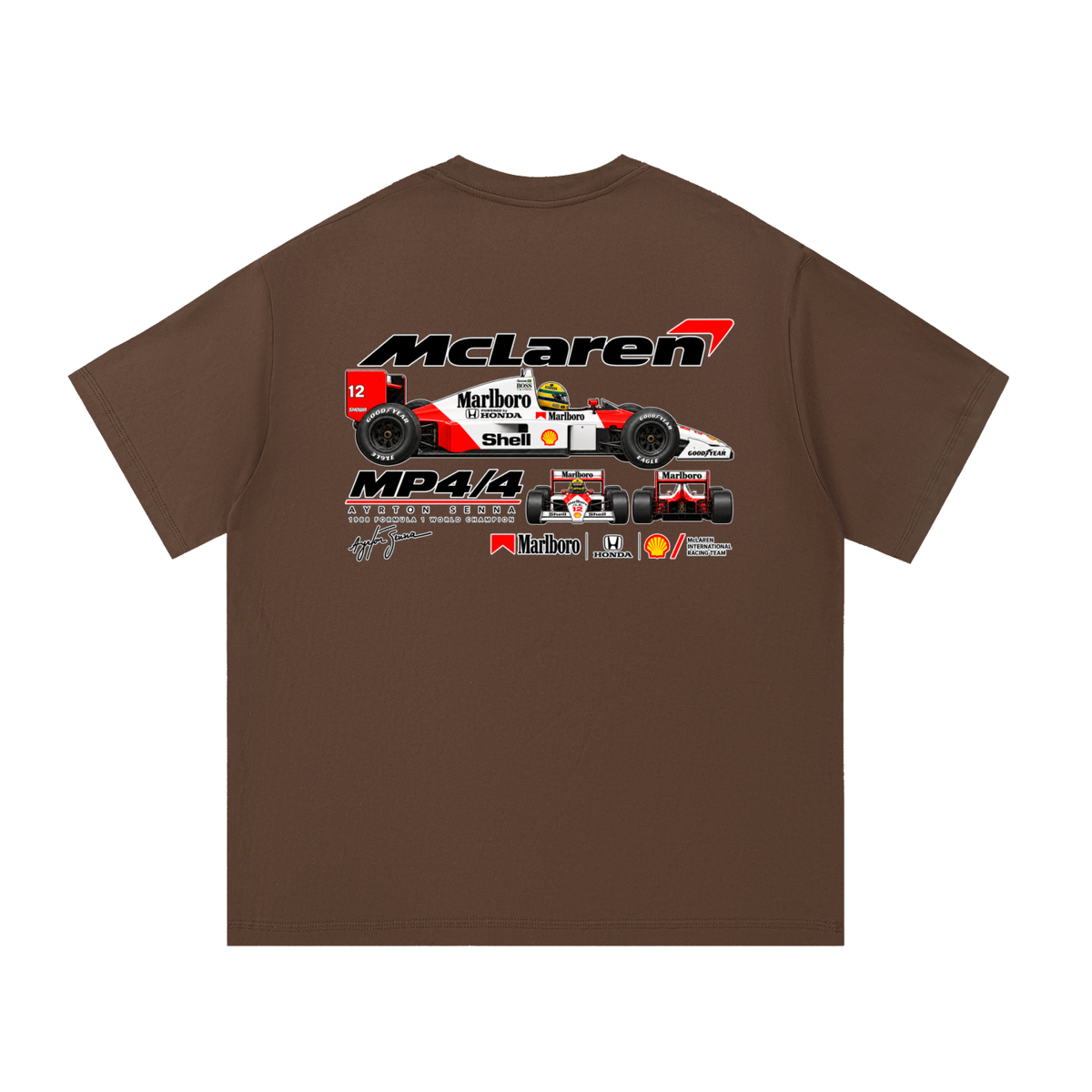 McLaren MP4/4 Racing Graphic T-Shirt — Coffee — back