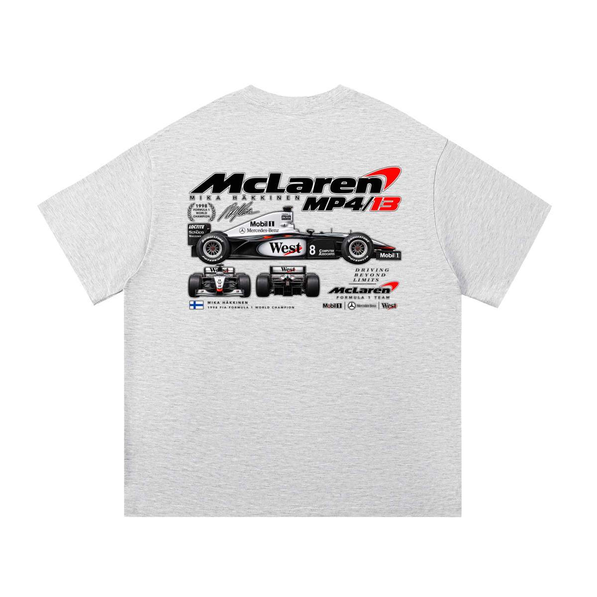 McLaren MP4/13 Racing Graphic T-Shirt — White Grey — back